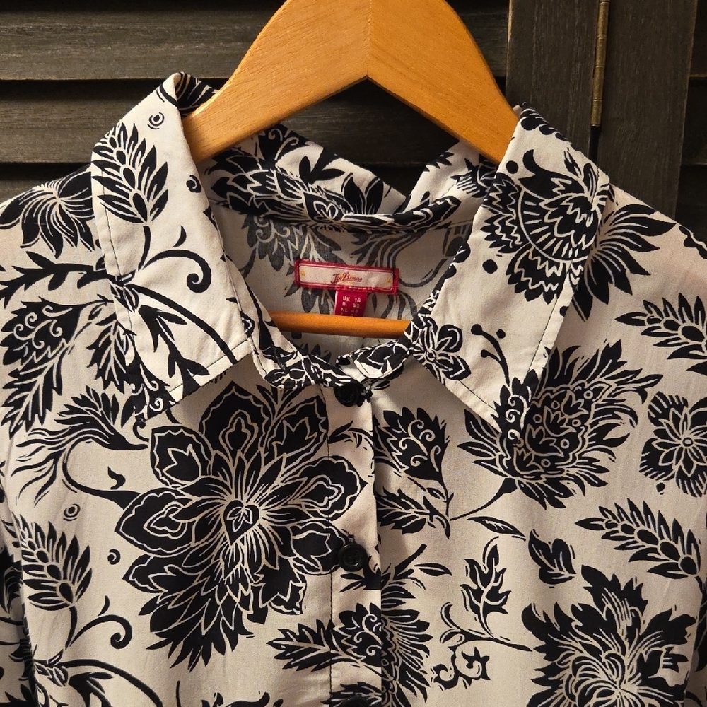 Joe Browns Black and White Floral Mini Shirt Dress - Picture 2 of 3